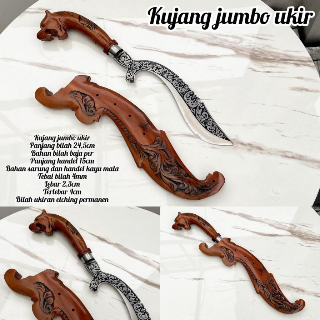 Kujang siliwangi jumbo full ukir permanen