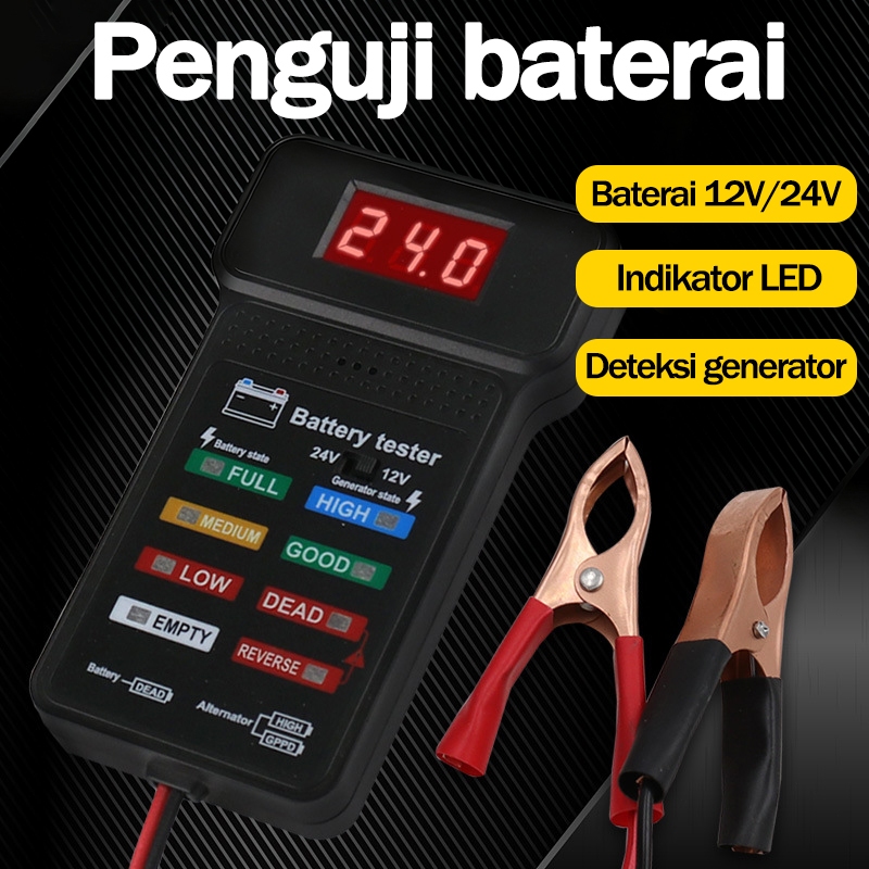 Alat tes aki 12V multifungsi battery tester alat tes aki mobil / alat tes aki motor layar tampilan L