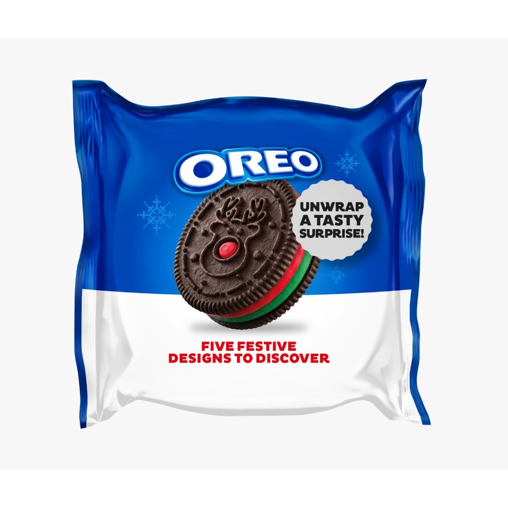 (1BUNGKUS) OREO Red and Green Festive Creme Chocolate Sandwich Cookies, Holiday Cookies