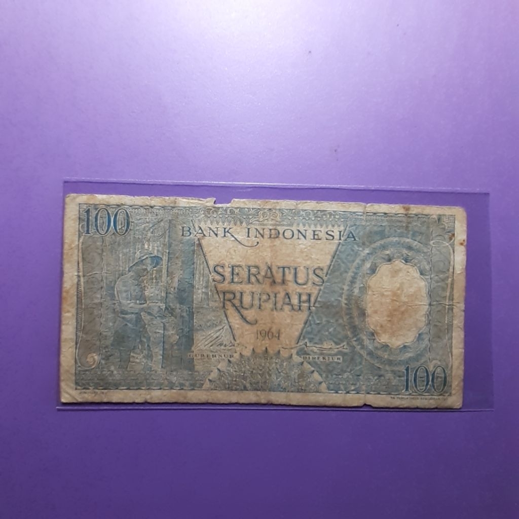 uang kuno 100 rupiah pekerja biru 1964
