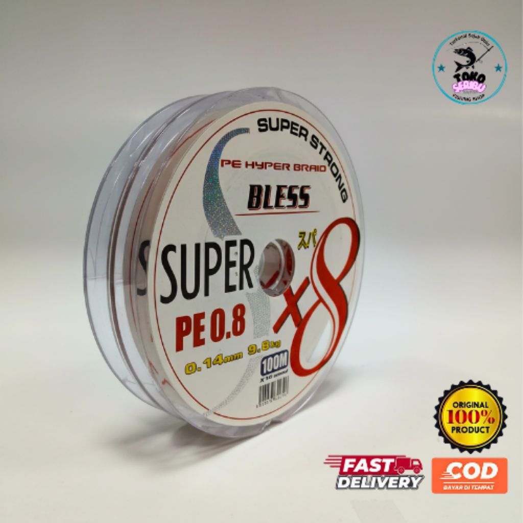 Senar PE Bless Super X8 100m – Super Strong PE Hyper Braid | Kuat & Halus Untuk Pancing Laut & Kolam