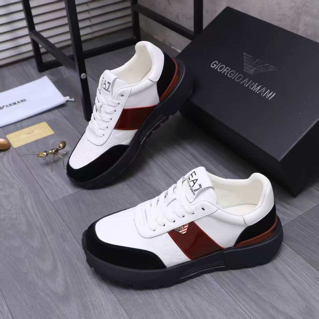 ARMANI new casual men's shoes, fashionable cowhide sports shoes, flat running shoes