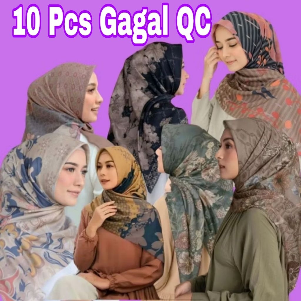 MINIMAL ORDER 10 PCS Hijab Segi Empat Motif Gagal QC / QUALITY CONTROL