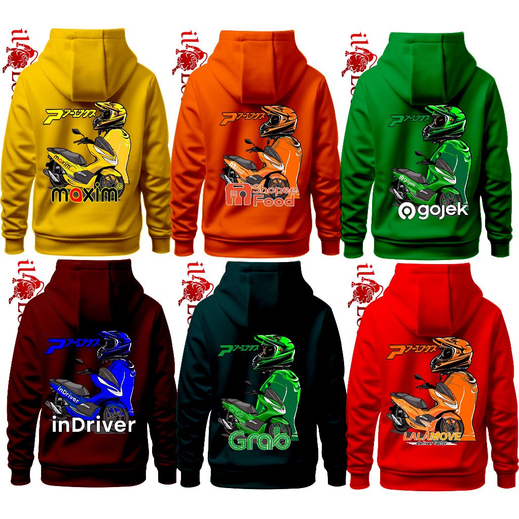 ILLEONI Jaket Hoodie Ojol PCX /Jaket Ojol Maxim Jaket lalamove jaket GojekGrab Jaket OjolFood Jaket 