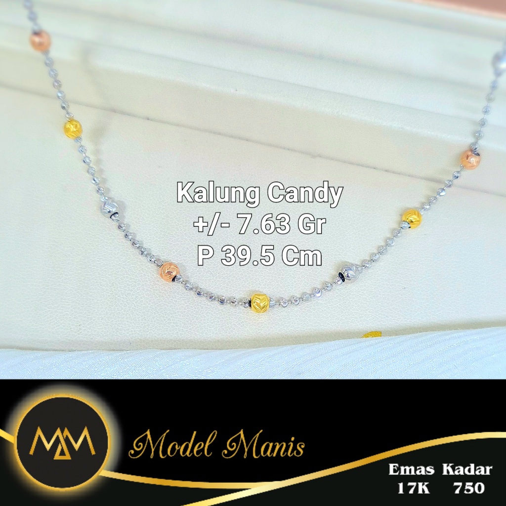 Model Manis Gold - Kalung Biji Lada Candy Putih - Emas 17k  750