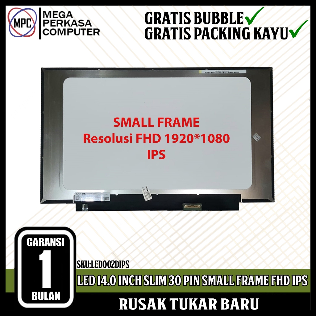 NEW LCD LED Laptop 14 inch slim 30pin small frame FHD IPS 1920*1080 tanpa kuping