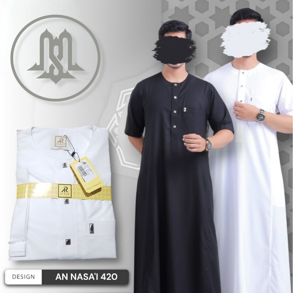 BISA COD | Jubah Saudi Pria | Gamis Premium Al Raz Lengan Pendek Oblong Model An Nasa'i