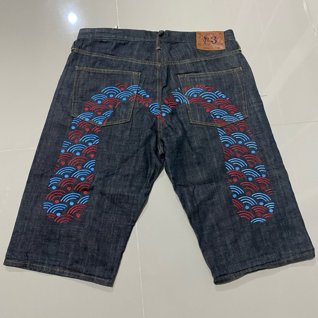 Evisu Heritage Baggy Jorts Selvedge Mitoyo 50s Loop Daicock Embroidery No 3 lot 2000S short denim je