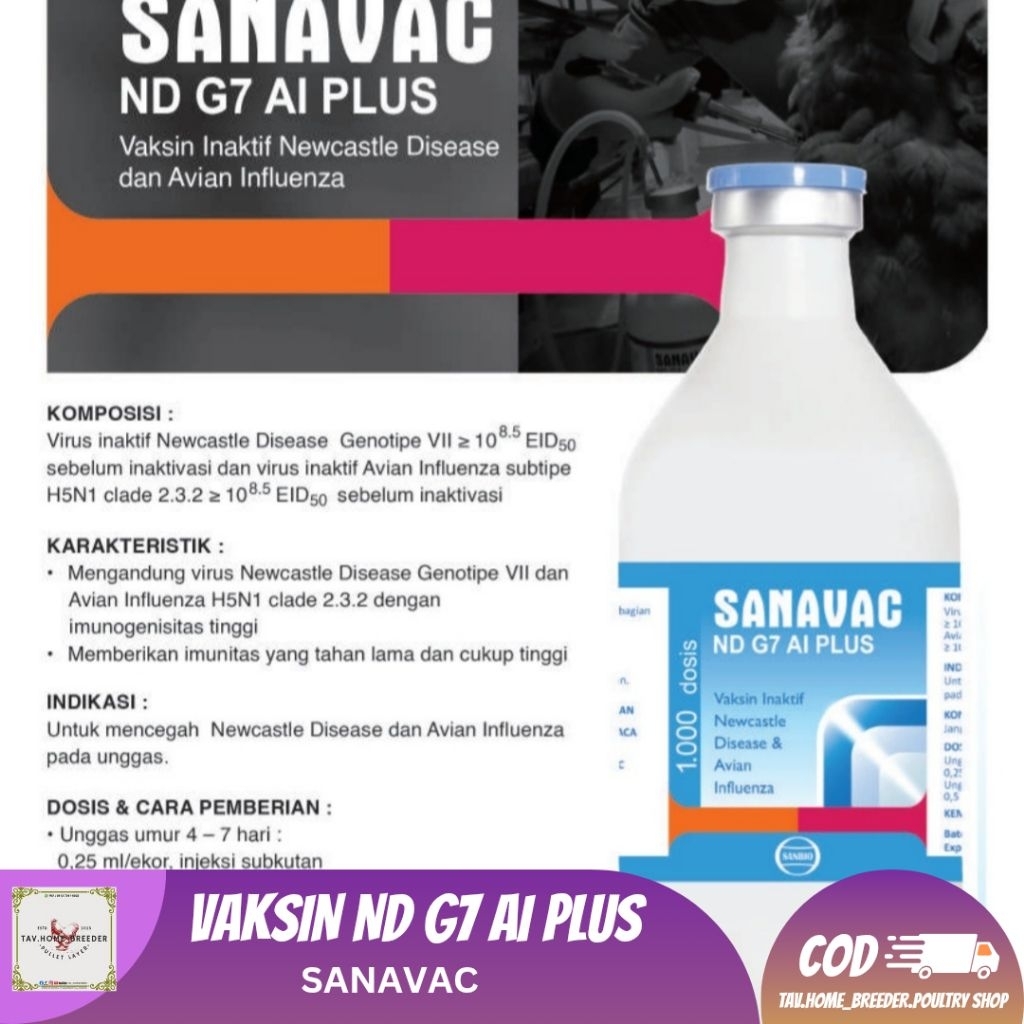 VAKSIN SANAVAC ND G7 AI PLUS BOTOL 250 ML & 500 ML