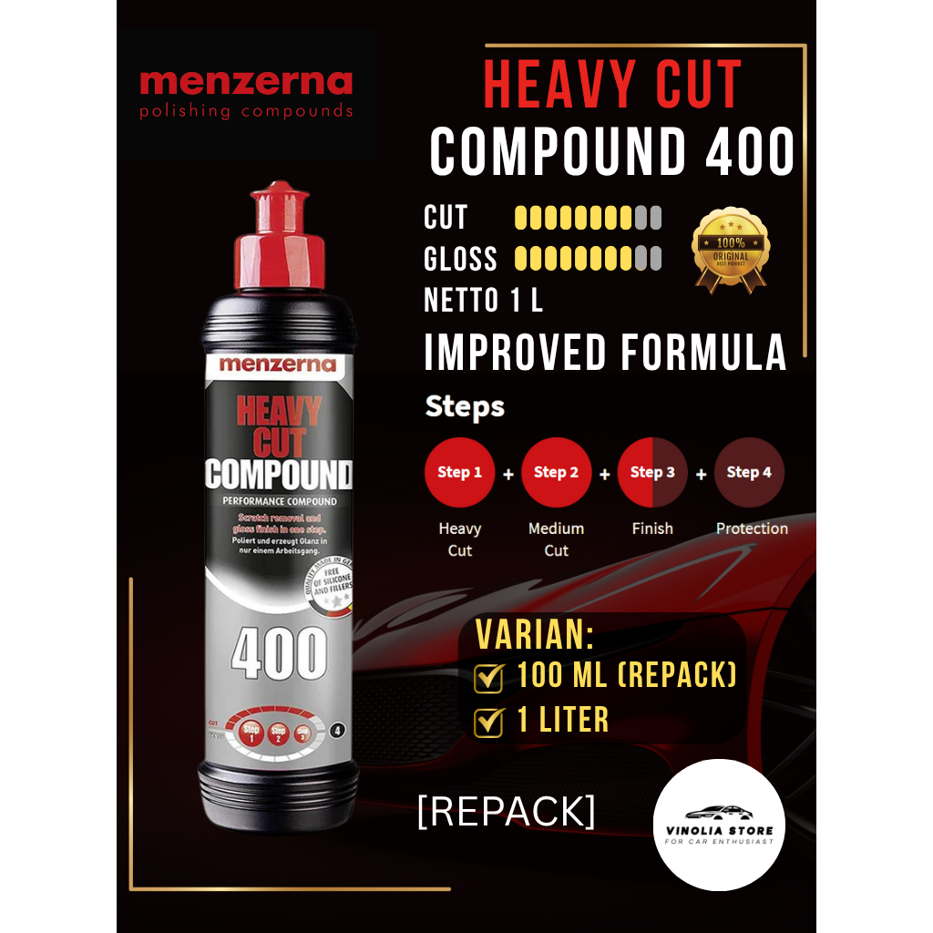 MENZERNA Heavy Cut Compound (HCC) 400 - REPACK 100 ml | Kompon Penghilang Goresan Mobil