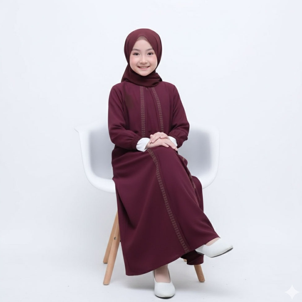 MURAH SABIRA GAMIS PUTIH COUPLE IBU & ANAK/BAHAN CRINKLE MIX SWAROSKY/BAJU GAMIS