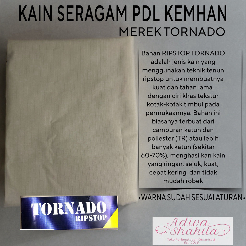 ADIVA - KAIN SERAGAM PDL KEMHAN RIPSTOP MEREK TORNADO MOTIV KOTAK