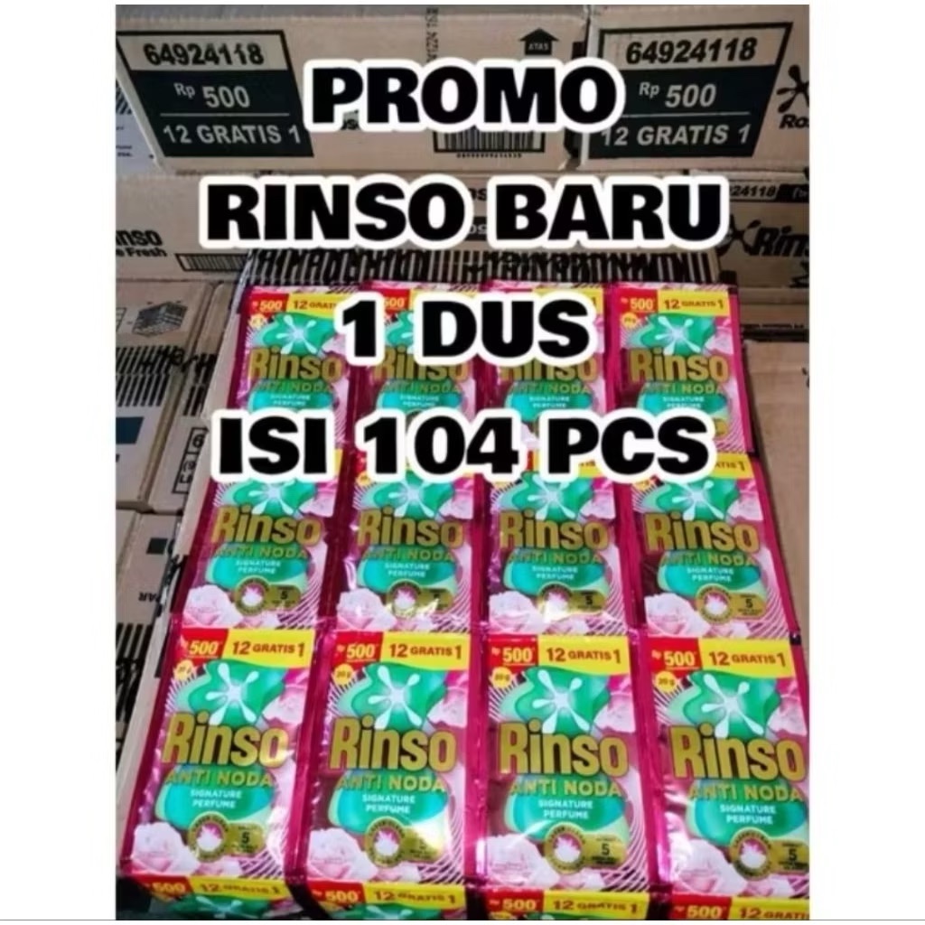 GROSIR 1 DUS RINSO CAIR 104 SACHET RINSO ANTI NODA WANGI AWET DI BAJU