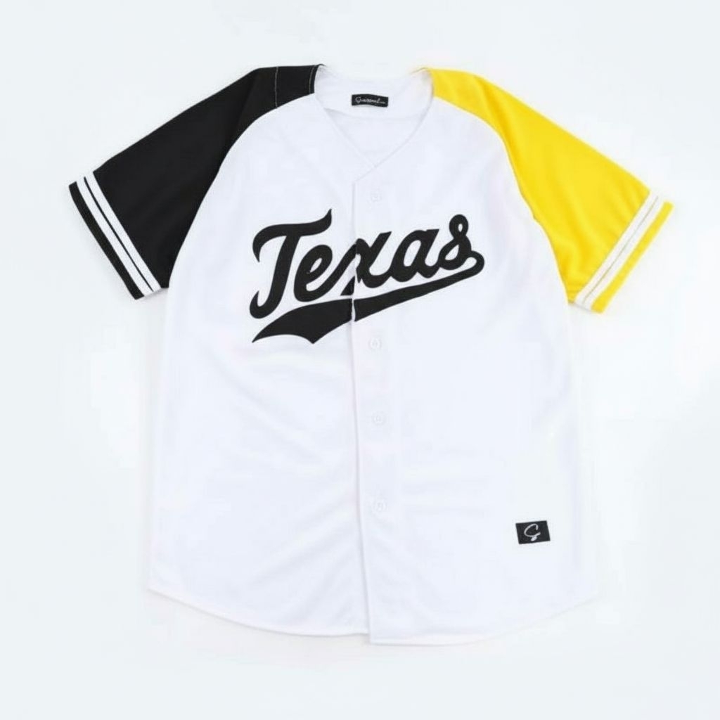 Baju jersey baseball texas kuning