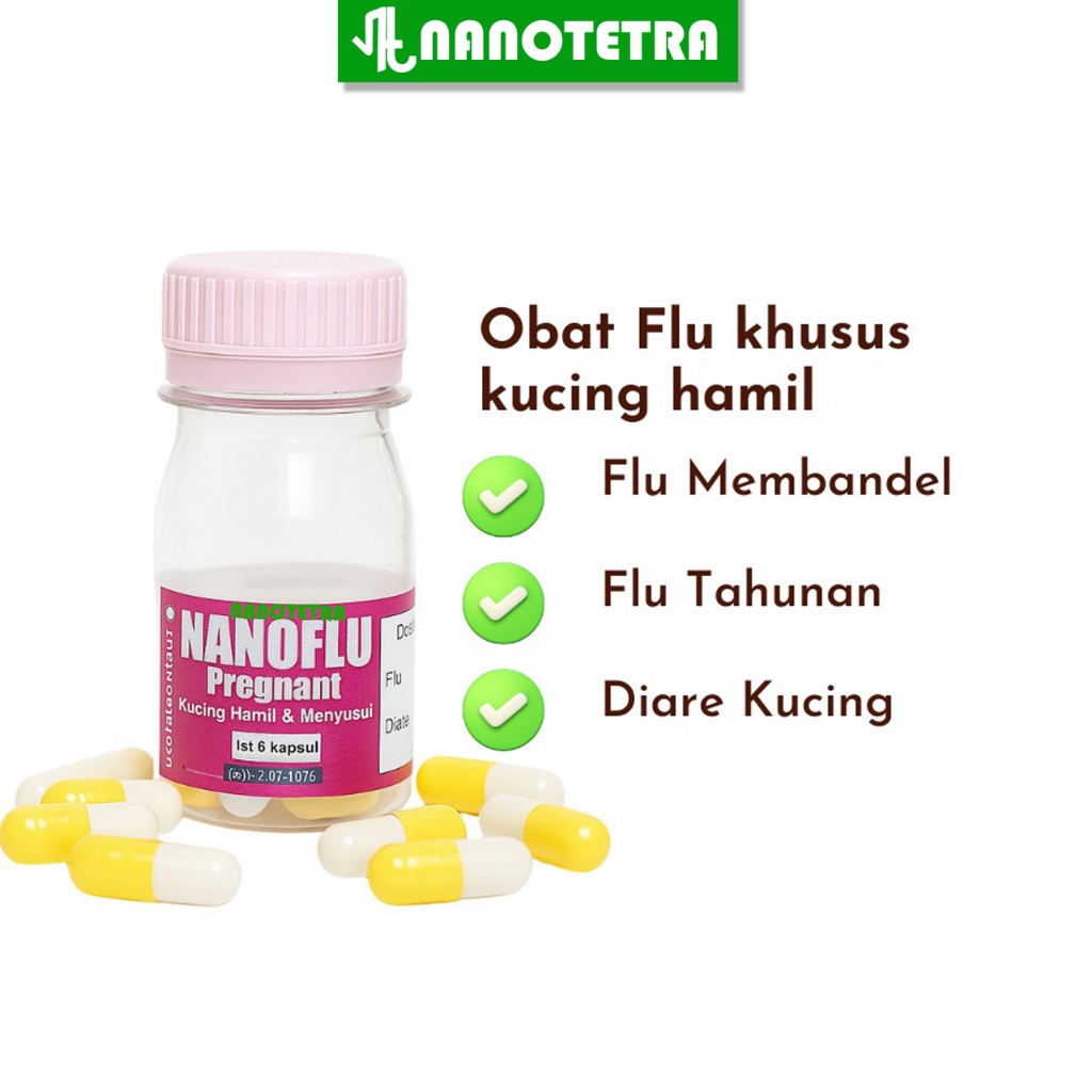 Nanotetra - NANOFLU Pregnant obat flu kucing KHUSUS kucing hamil paten dan aman untuk janin isi kaps