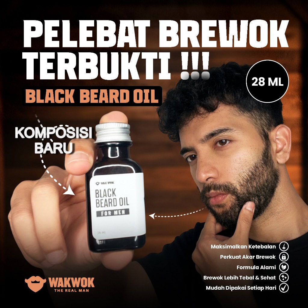 Black Beard Oil - Pelebat Brewok & Penumbuh Rambut | Original Wakwok