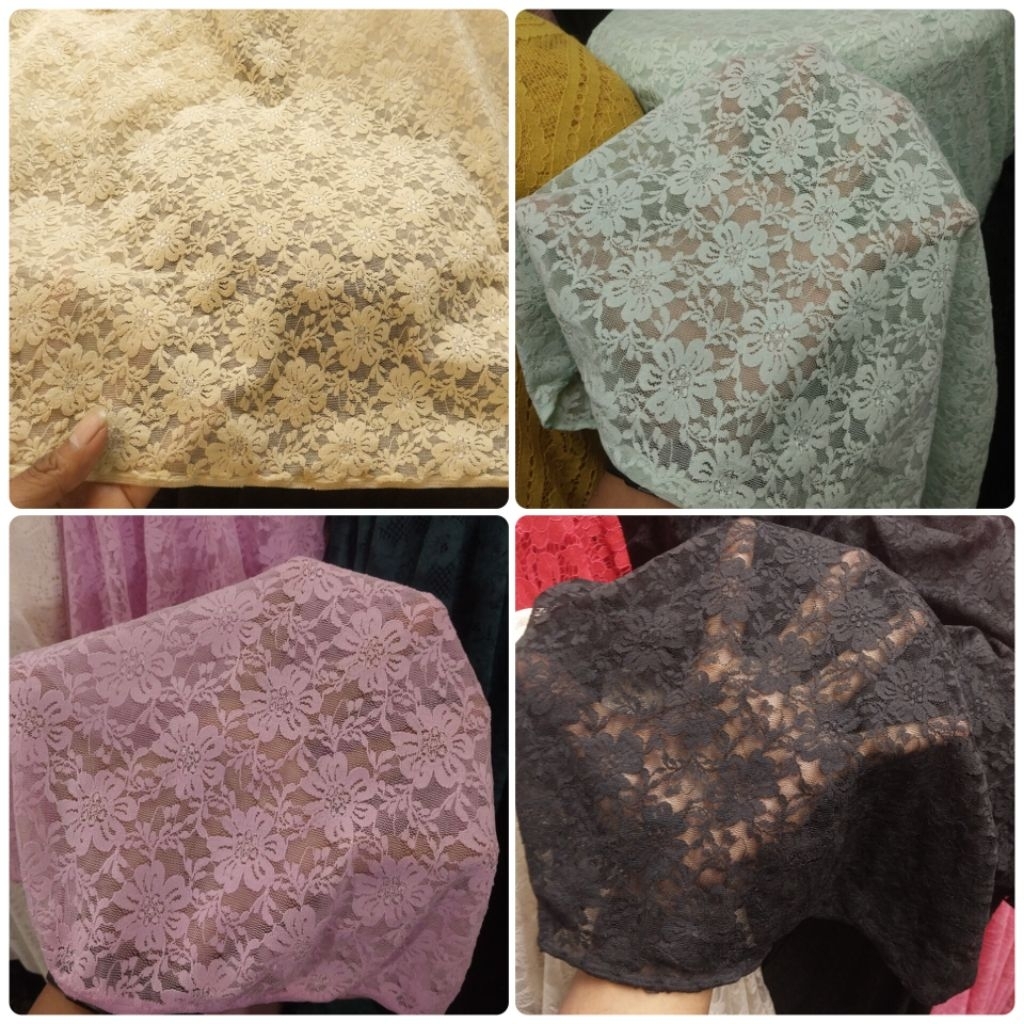 KAIN/BAHAN BRUKAT STRETCH/MELAR/MOTIF BUNGA/ANTIK