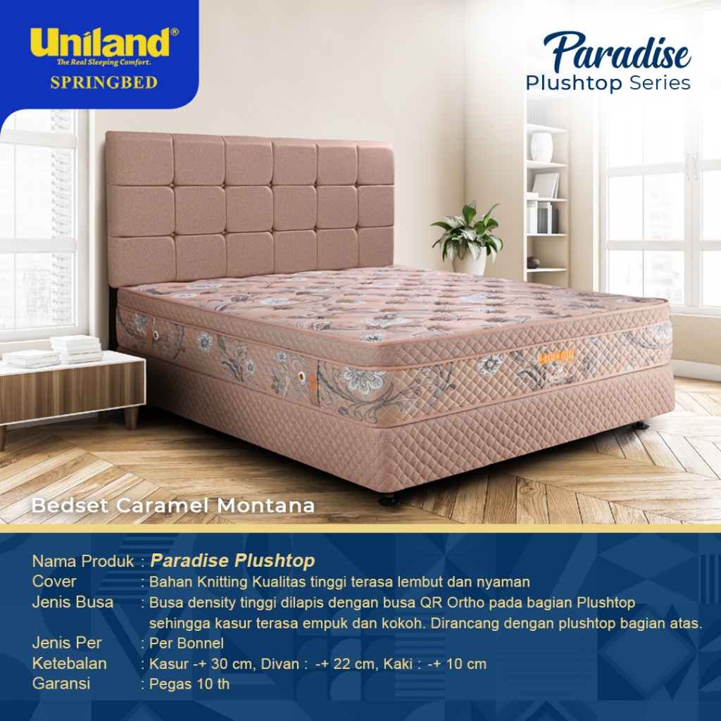 Springbed Uniland Paradise Plushtop Montana Bedset Bonus 2 Bantal