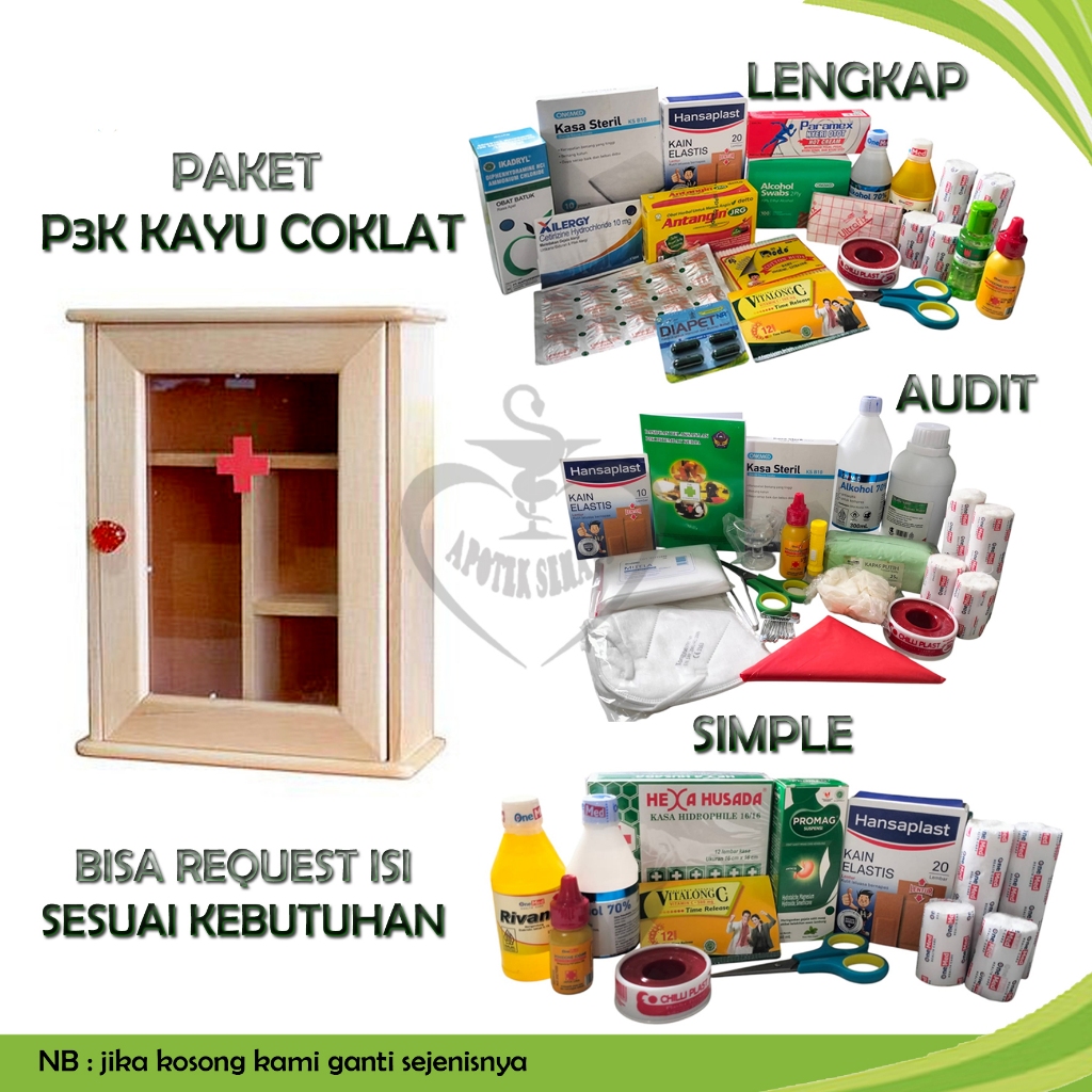 KOTAK P3K KAYU WARNA Coklat LEMARI PENYIMPAN OBAT GANTUNG