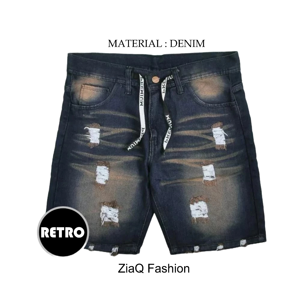 celana jeans sobek pendek cowok - celana jeans pria - celana pendek jeans sobek