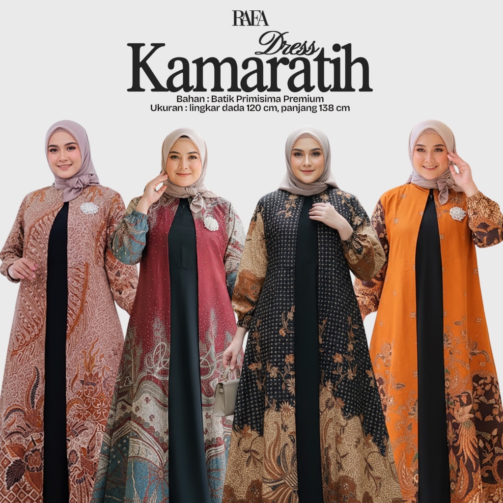 Dress Batik Wanita Jumbo KAMARATIH Bahan Katun Primisima Ukuran LD 120 cm