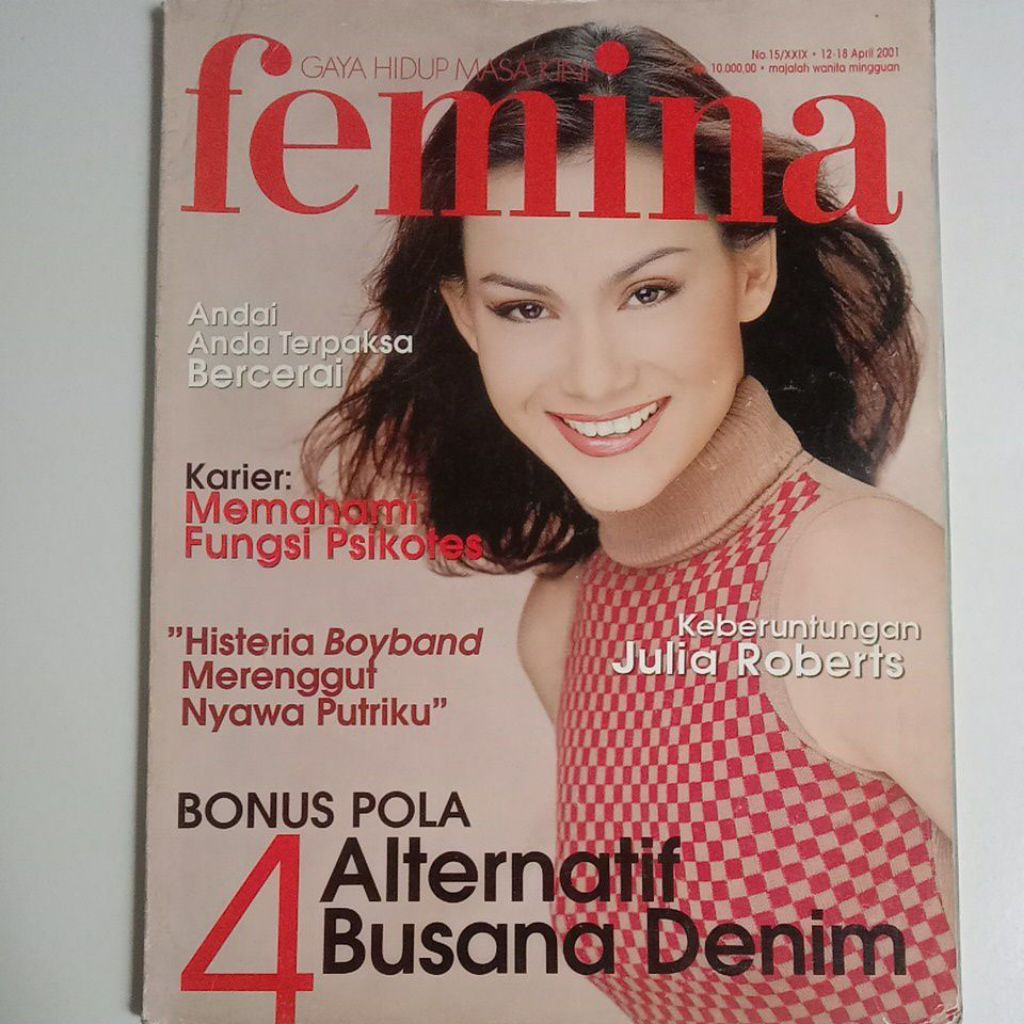 Majalah Femina Tahun 2001 Cover Marisa Andarini Lungo (Semifinalis Gadsam'92)