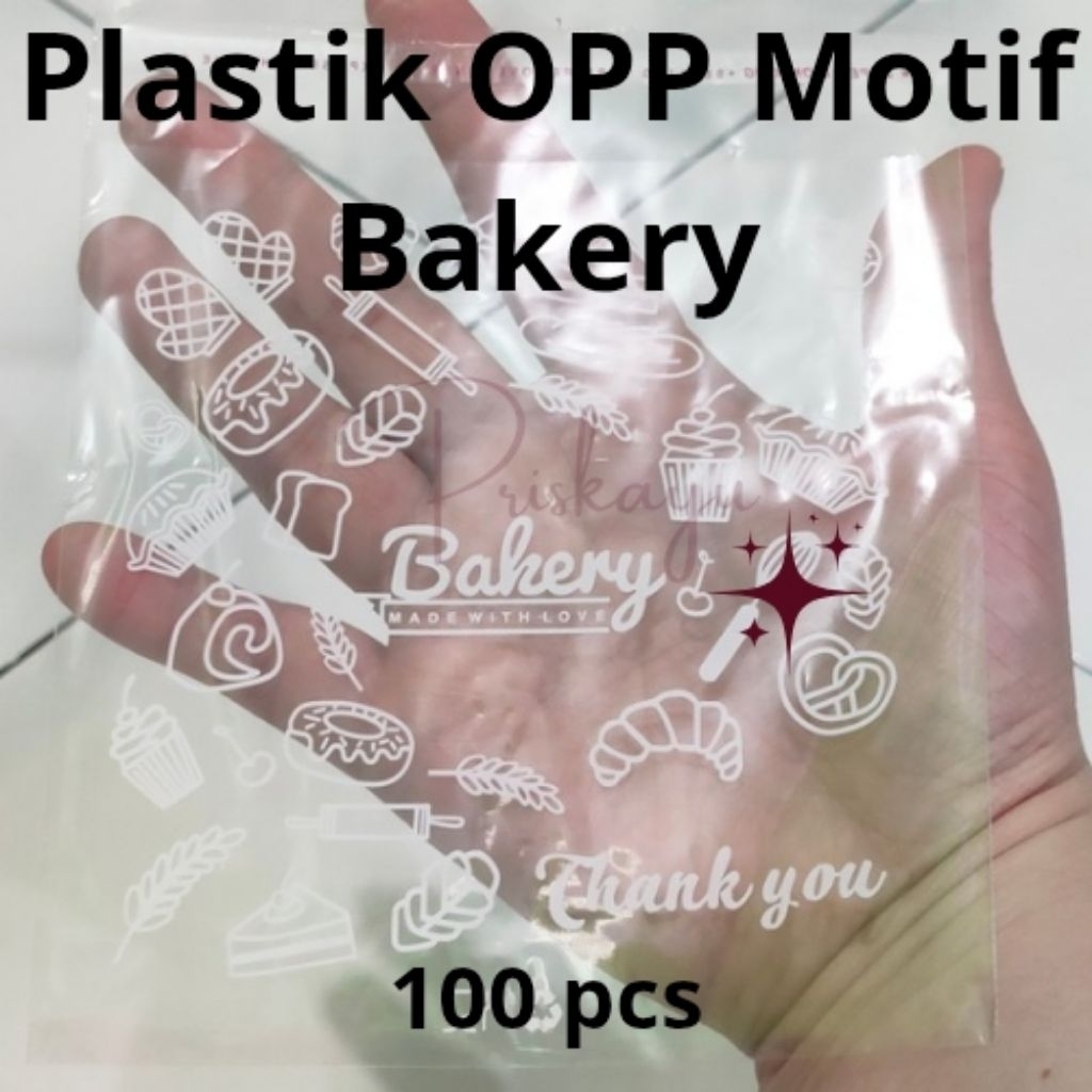 100 Pcs Plastik OPP Motif Bakery ll Plastik OPP Roti Kue Cookies ll OPP Motif Bening