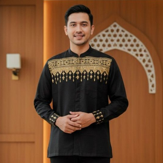 3’NThree Kemeja Koko Tangan Panjang Pria Koko Bordir KMJ41380