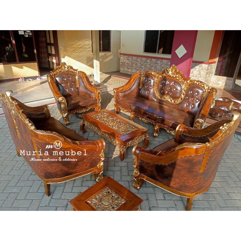 sofa tamu Ganesa kerang / sofa jati romawi