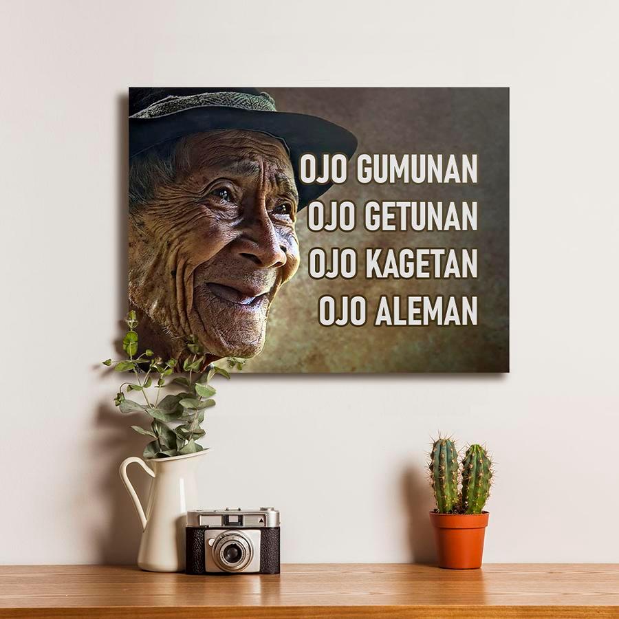 Poster Quotes Jawa Ojo Gumunan Dekorasi Hiasan Pajangan Dinding Bingkai Kayu Siap Pasang
