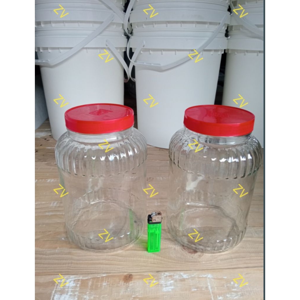 Toples Kaca Kapasitas 3,4 liter/ Wadah Kaca / Toples Es Buah / Toples Cendol / Toples Jadul