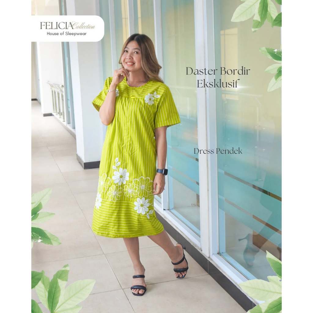 Daster Bordir Motif Bunga Khas Malang Katun Jepang Premium | Daster Tidur Wanita Dress Busui |