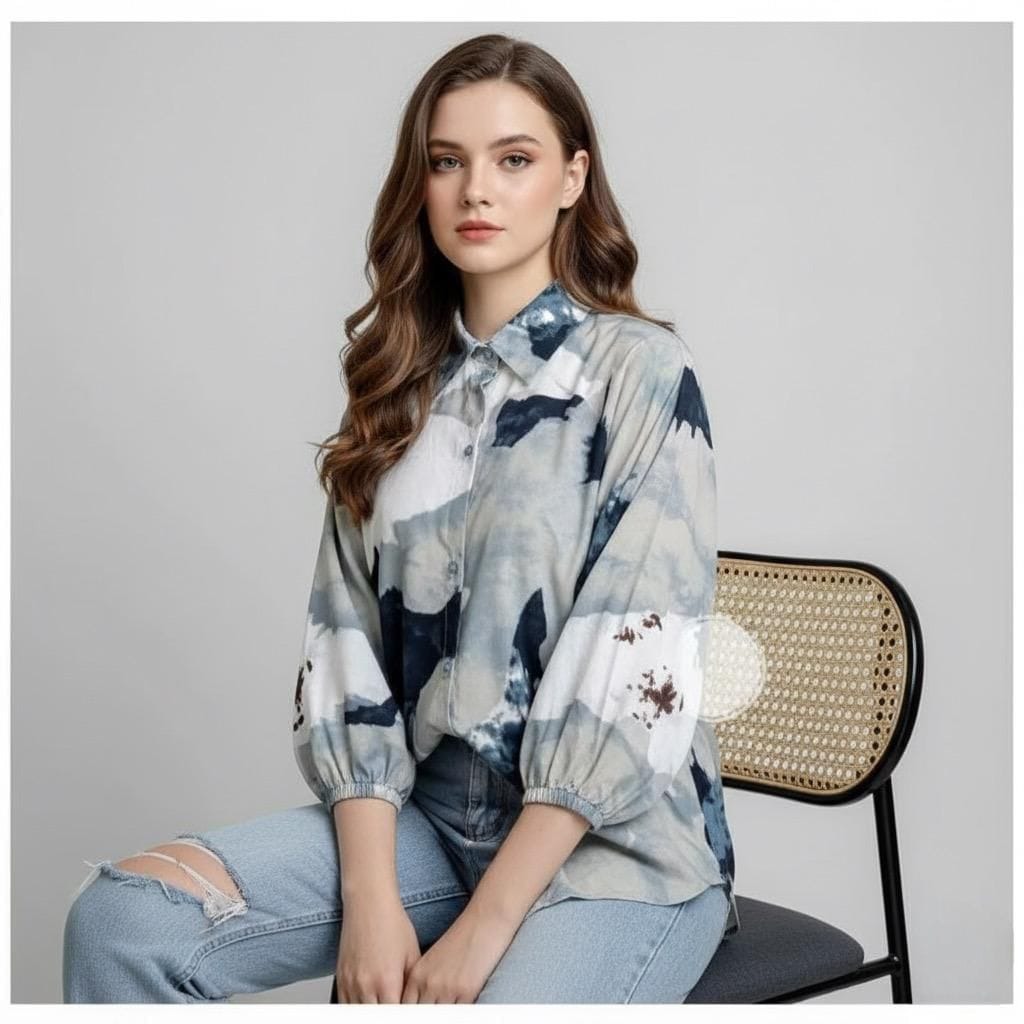 DAISY KEMEJA RAYON JUMBO L XL // KEMEJA KANCING // KEMEJA MOTIF  RAYON // KEMEJA BIG SIZE // ATASAN 