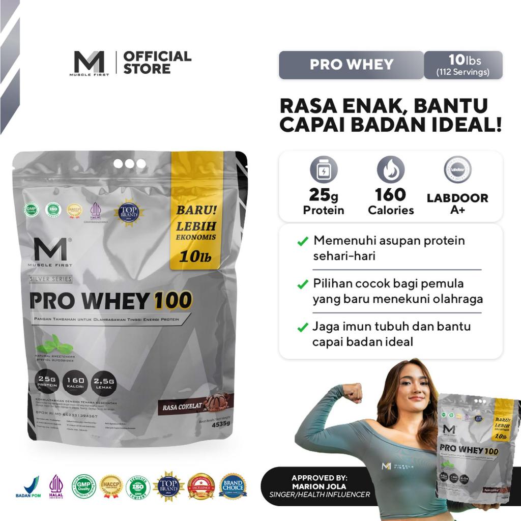 MUSCLE FIRST Pro Whey 100 10lbs/4535gr - M1 Pro Whey Protein Suplemen Fitness Nutrihouse