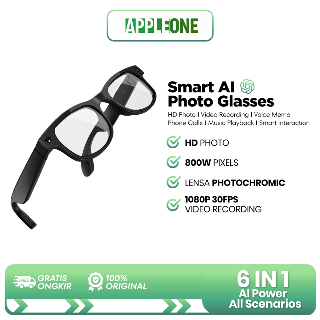 HD AI Smart Glasses Bluetooth Camera Translator kacamata ai smart