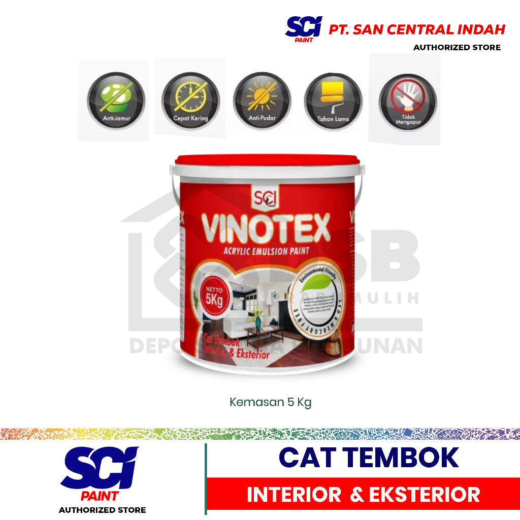 Vinotex Cat Tembok Ekonomis Kemasan 5Kg Bahan Dasar Air