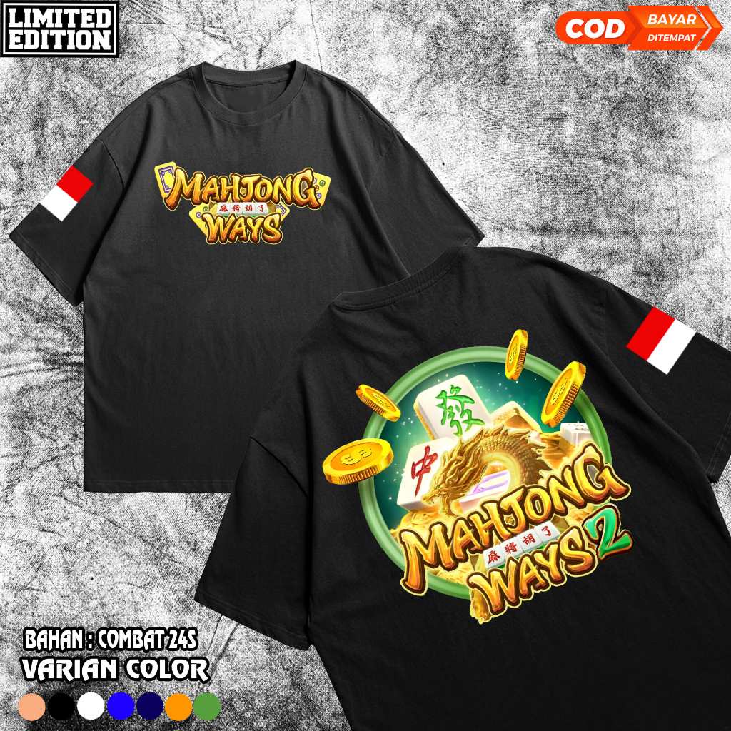 KAOS MAHJONG WAYS 2 NAGA EMAS | Desain Gaming Lucu & Keren Kaos Hitam Distro Pria