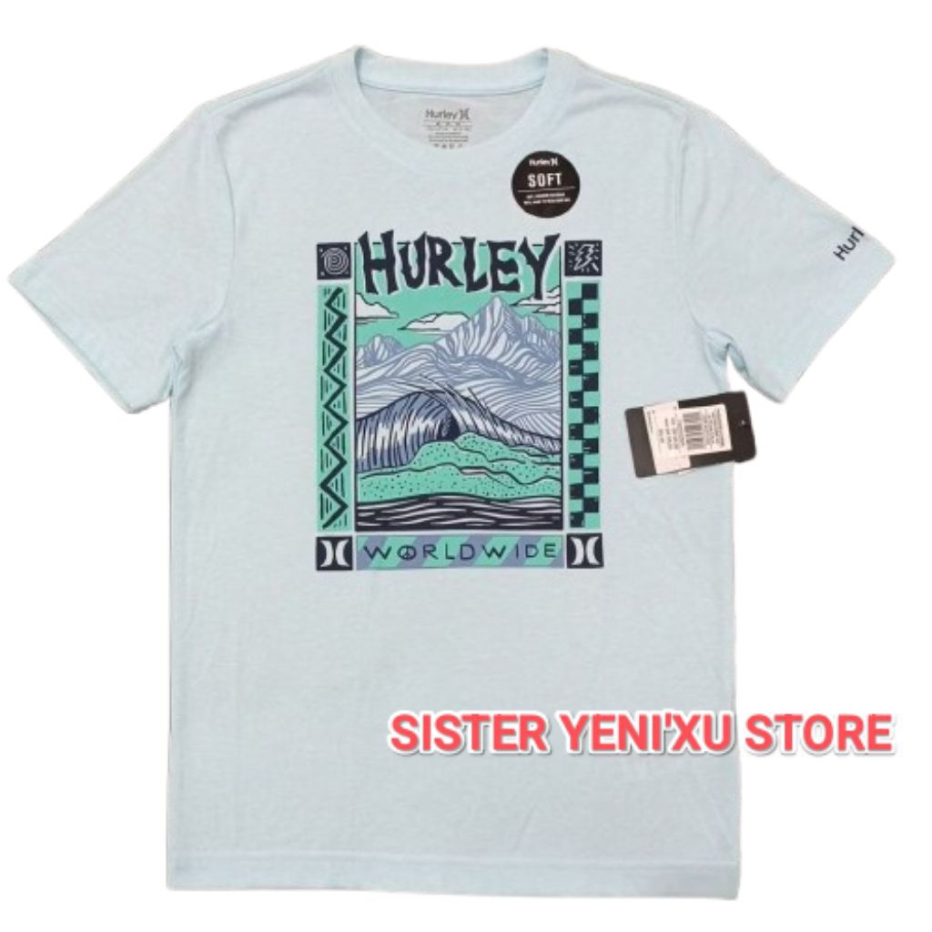 Kaos Anak Hurley Scenic Poster Boy T-Shirt S.BLUE (Size S-XL) ORIGINAL STORE 100%