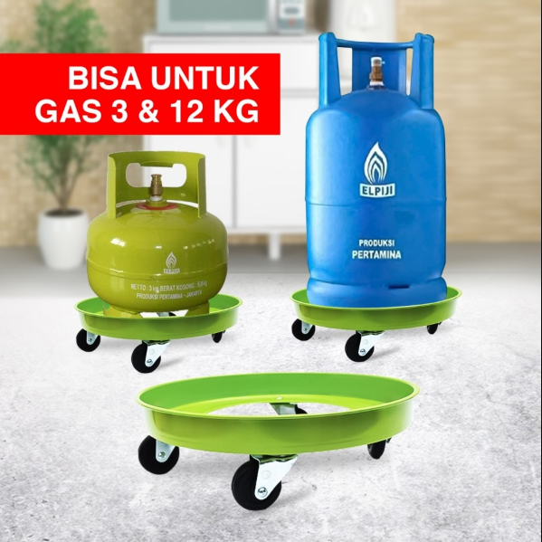 Tatakan Gas , Roda Gas BESI Plastik , Dudukan Gas , Roda Gas , LPG KENMASTER