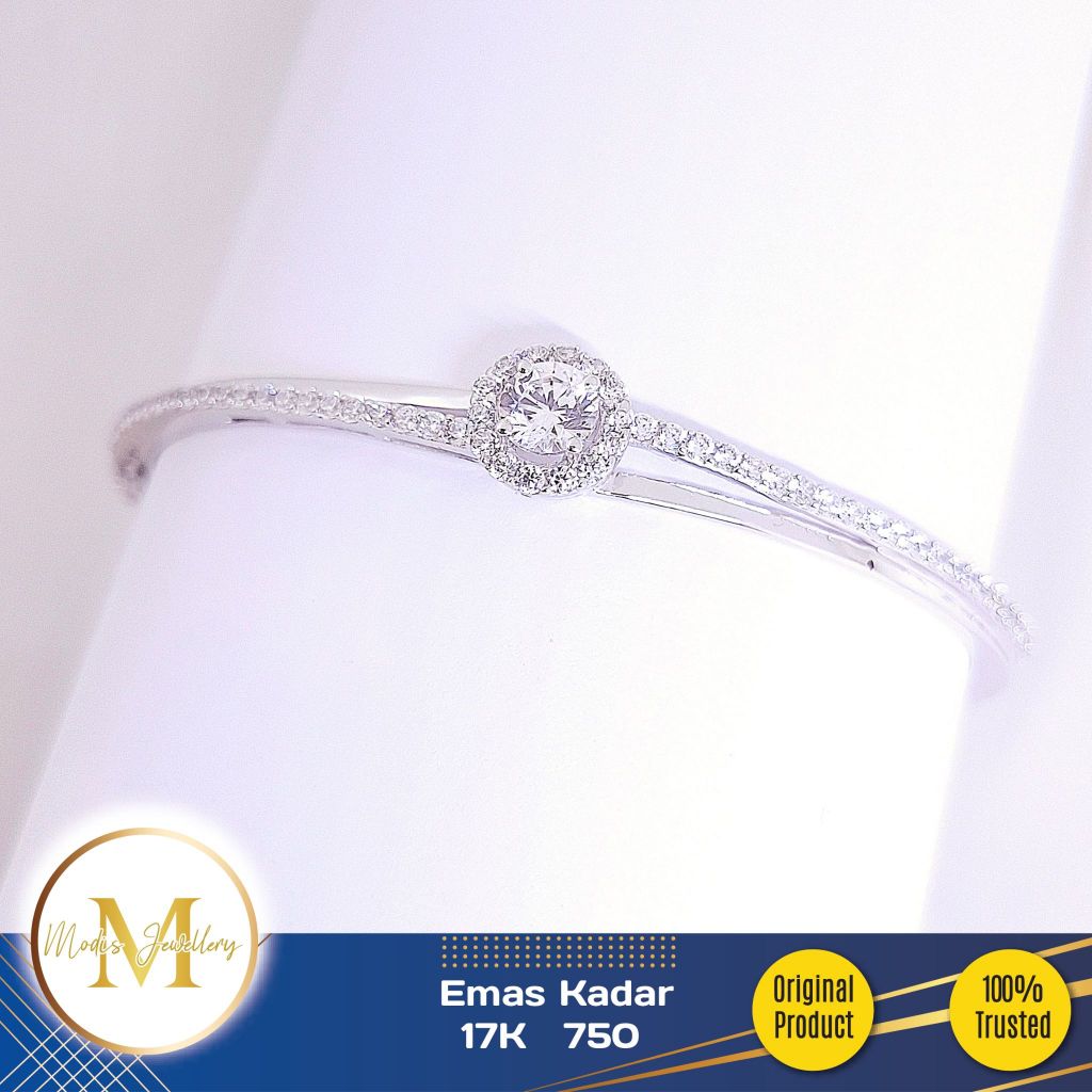 MODIS JEWELLERY - Gelang Bangle Chelsea Putih - Emas 17k  750