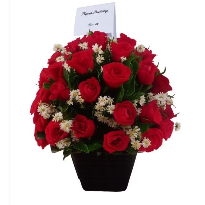 Rangkaian bunga vas hiasan meja | bunga vas rotan