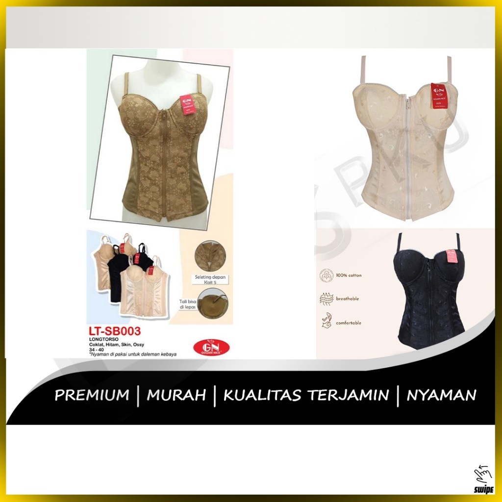 Longtorso Golden Nick Kamisol Renda Premium Korset Corset Bra Pelangsing Dalaman Kebaya