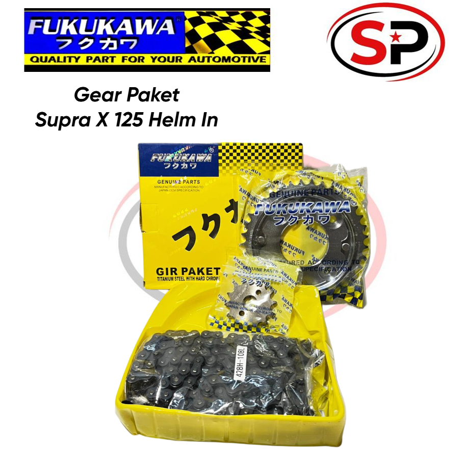 GEAR PAKET SUPRA X 125 HELM IN/ FKW-117 / GEAR SET SUPRA X 125 HELM IN (1437- 428H108L) DRIVE CHAIN 