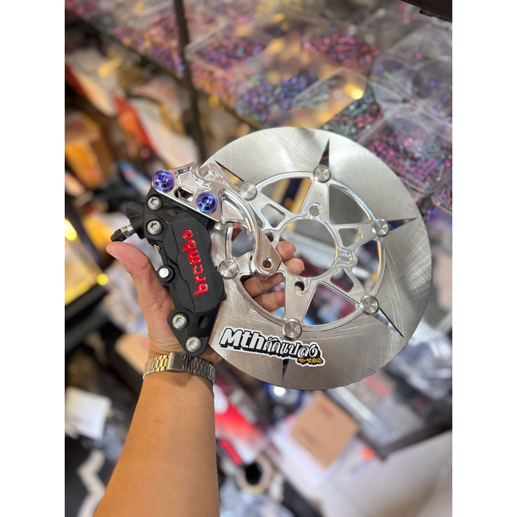 Kaliper brembo 4p kanan + breket mio 260mm + disk 81 260mm + baut titanium 2pcs