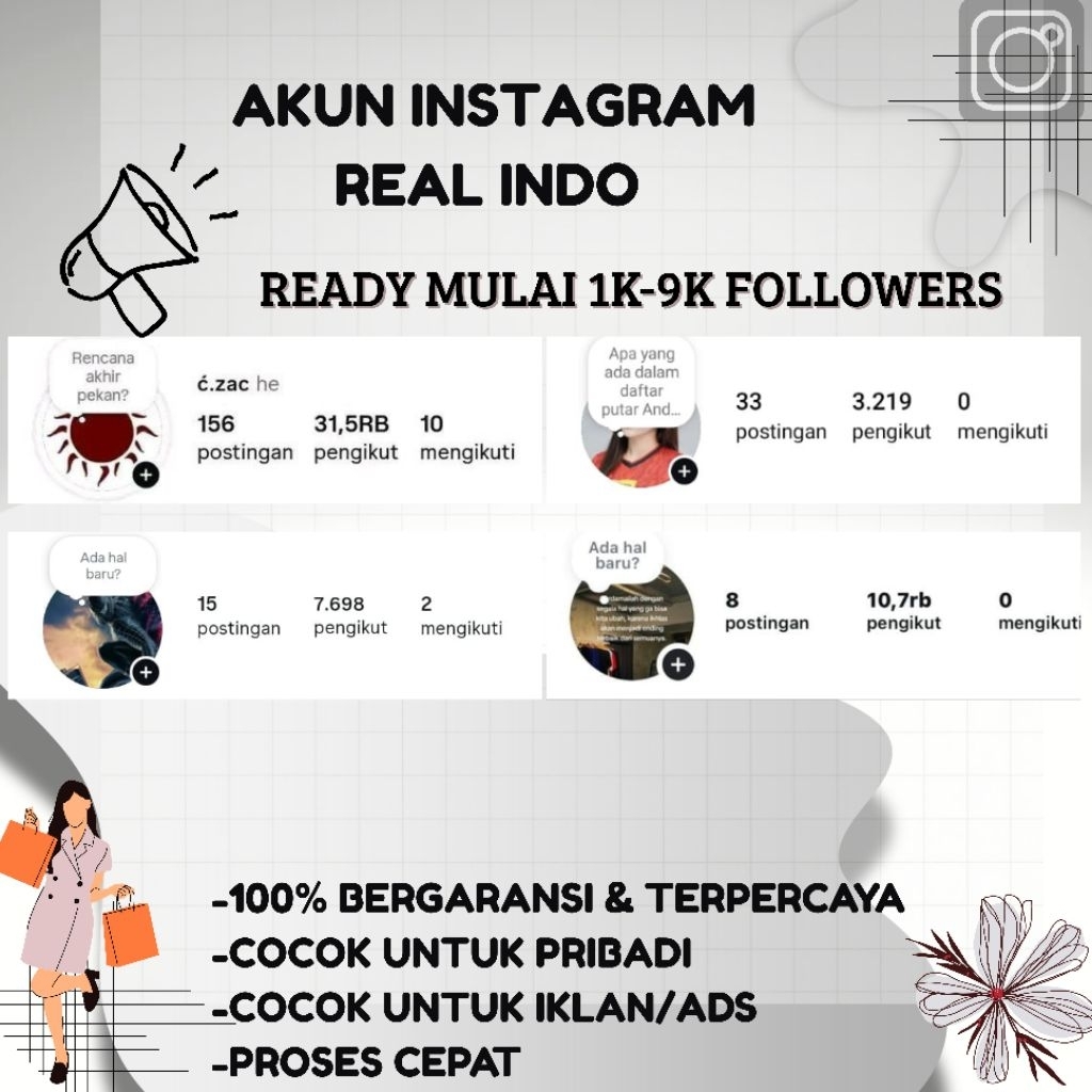 JUAL AKUN INSTAGRAM 1K-9K FOLLOWERS REAL INDO