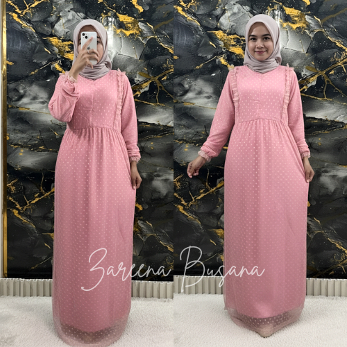 BANTING HARGA  -  Gamis Terbaru Zurra Brokat Velvet mix Tille Tutu Polka Dot Premium Remaja Busui Fr