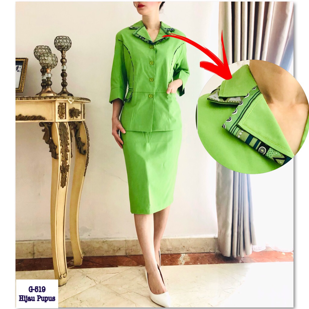 Stelan blazer dengan rok 7/8. Set jas wanita blazer korea.Setelan wanita kekinian. Setelan jas Gruci