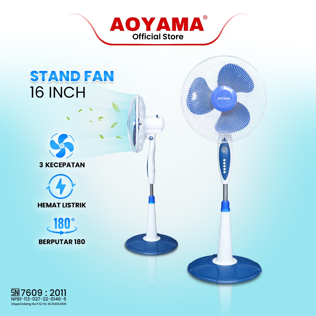 KIPAS BERDIRI AOYAMA/ KIPAS 16 INCH AOYAMA / KIPAS ANGIN STANDFAN AOYAMA / KIPAS BERDIRI/GARANSI