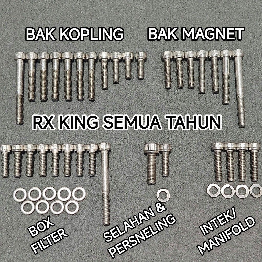 BISA COD BAUT STAINLESS RX KING KONCI L FULL SETT ASLI STAINLESS