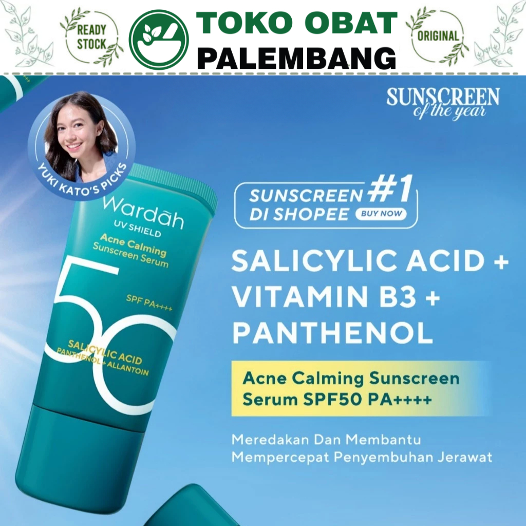 WARDAH UV SHIELD ACNE CALMING SUNSCREEN SERUM SPF 50 PA++++ 25ML 40ML SUNSCREEN WAJAH BERJERAWAT JER